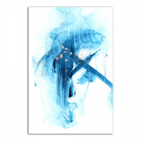 Blue and Silver Brush Strokes 12x18 Canvas Wall Art