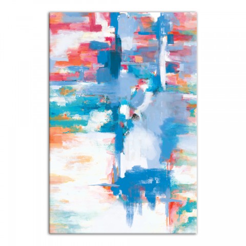 Red Blue and Orange Brush Strokes 24x36 Canvas Wall Art