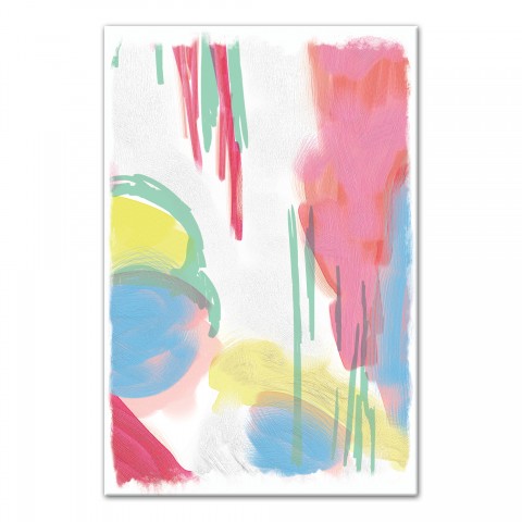 Pink Blue and Yellow Abstract 20x30 Canvas Wall Art