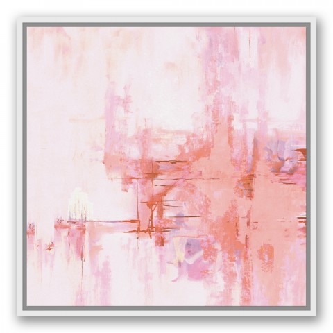 Blush Pink Abstract 24x24 White Floating Framed Canvas