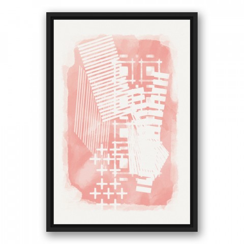 Blush Pink Scandinavian 16x24 Black Floating Framed Canvas