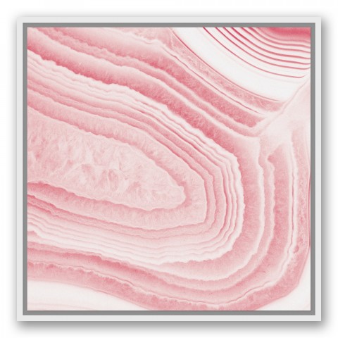 Agate Slice Detail Blush Pink 24x24 White Floating Framed Canvas