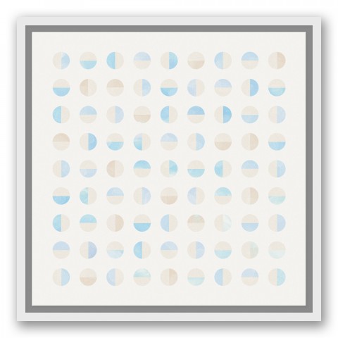 Watercolor Blue Circles 16x16 White Floating Framed Canvas