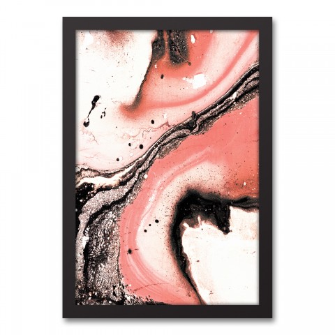 Pink and Black Marble 12x18 Black Framed Canvas