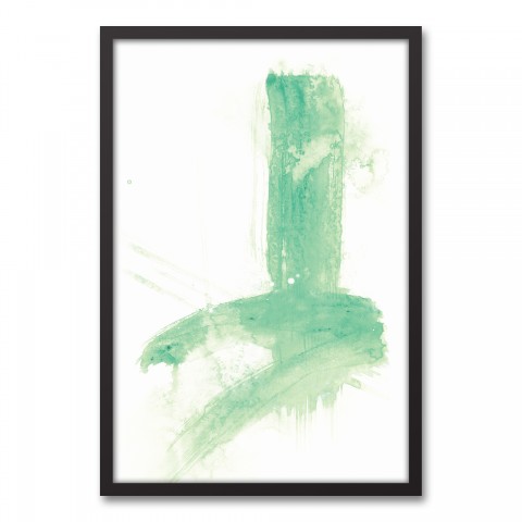 Green Brush Stroke 20x30 Black Framed Canvas