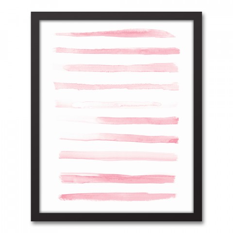 Pink Watercolor Stripes 16x20 Black Framed Canvas