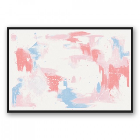 Big Pink Pastel Strokes 32x48 Black Floating Framed Canvas