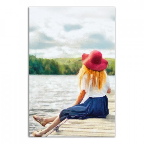 Girl On A Pier 24x36 Canvas Wall Art