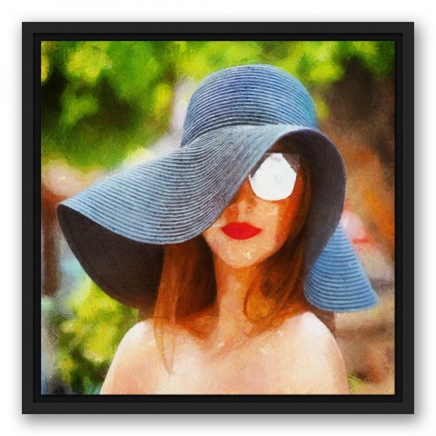Sun Hats and Sunglasses 16x16 Black Floating Framed Canvas