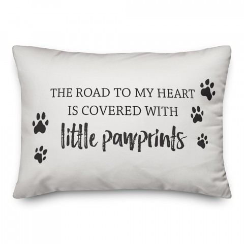 Pawprint Road to my Heart 14x20 Spun Poly Pillow