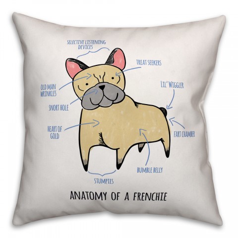 Frenchie Anatomy 18x18 Spun Poly Pillow