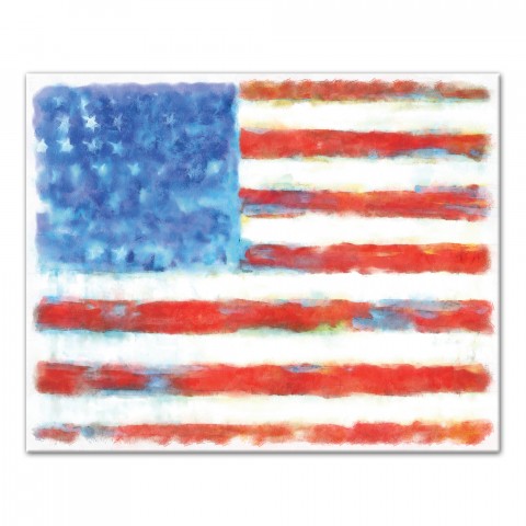 Watercolor American Flag 16x20 Canvas Wall Art