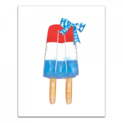 American Popsicle with Plaid Bow 11x14 Canvas Wall Art