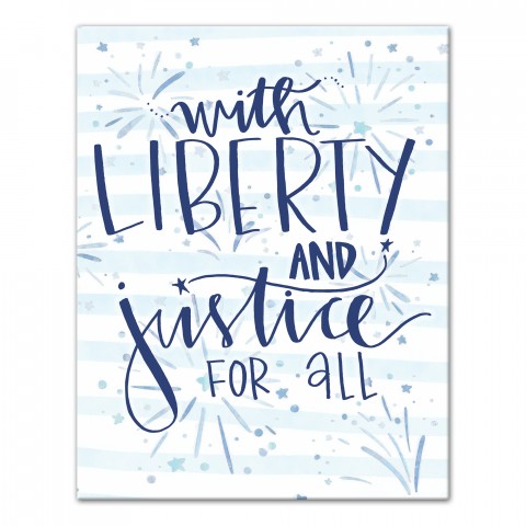 With Liberty and Justice For All 11x14 Canvas Wall Art