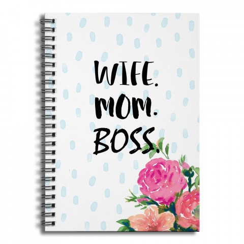 Wife Mom Boss 6x8 Ruled Spiral Notebook