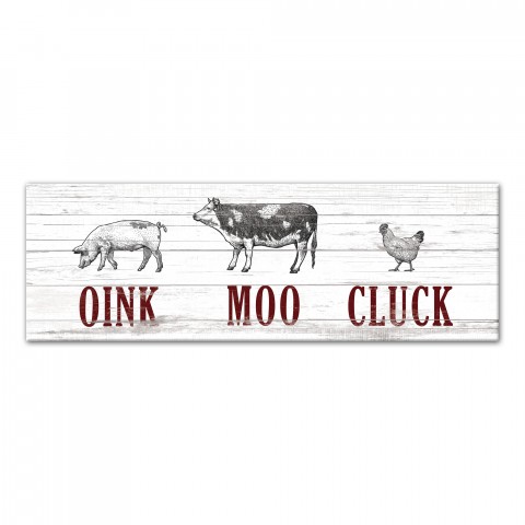 Farmhouse Oink, Moo, Cluck Sign 12x36 Canvas Wall Art