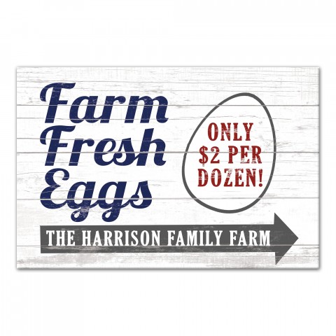 Farm Fresh Eggs 12x18 Personalized Canvas Wall Art