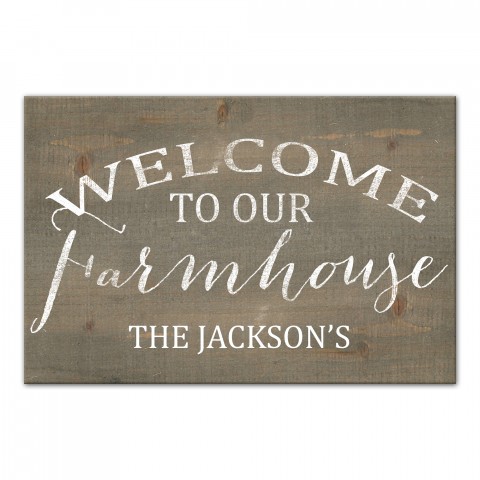 Welcome to Our Farmhouse 12x18 Personalized Canvas Wall Art