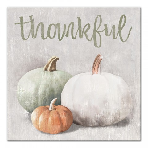 Thankful Colored Pumpkins 16x16 Canvas Wall Art