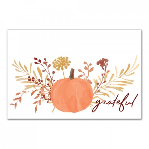 Gratefull Watercolor Pumpkin 20x30 Canvas Wall Art