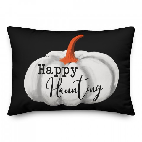 Happy Haunting White Pumpkin 14x20 Spun Poly Pillow