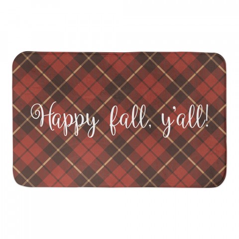 Happy Fall Y'all Plaid 34x21 Bath Mat