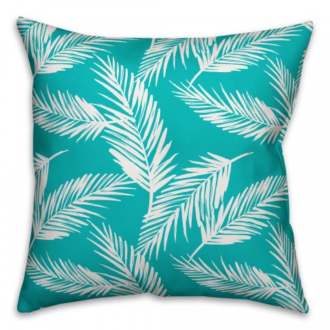Teal and White Palms 18x18 Indoor / Outdoor Pillow