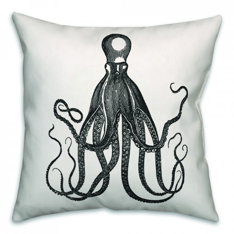 Gray Octopus 18x18 Indoor / Outdoor Pillow