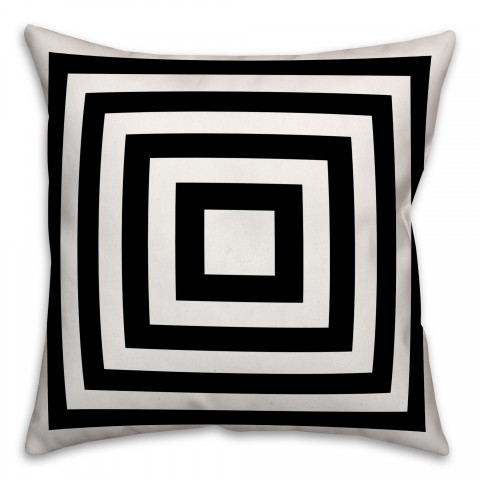 Black and White Geo Stripes 18x18 Indoor / Outdoor Pillow