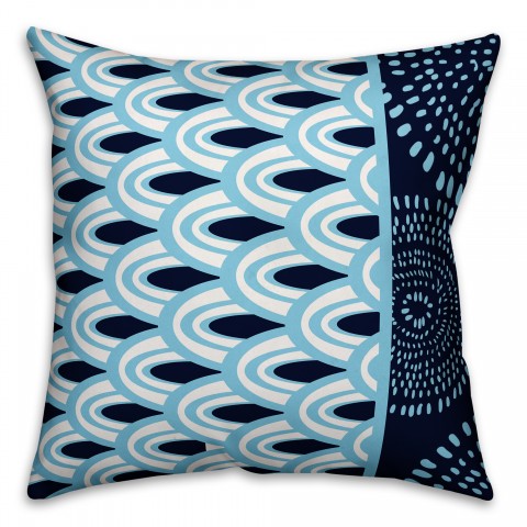 Blue and White Scallops 18x18 Indoor / Outdoor Pillow