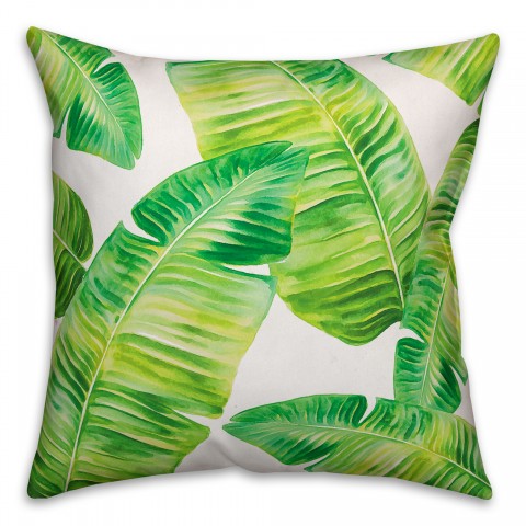 Green Painted Palms 18x18 Indoor / Outdoor Pillow