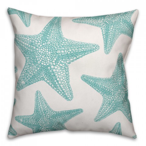 Teal Starfish 18x18 Indoor / Outdoor Pillow