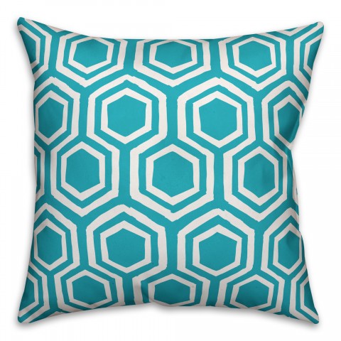 Teal Hexagons 18x18 Indoor / Outdoor Pillow