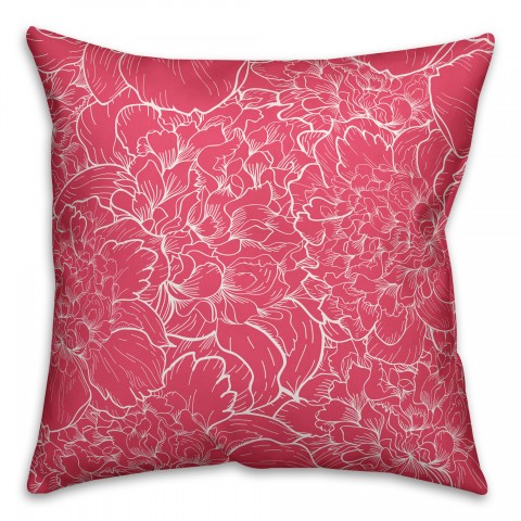 White and Pink Florals 18x18 Indoor / Outdoor Pillow
