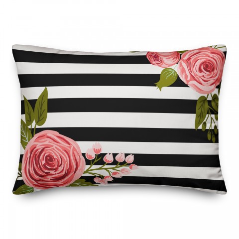 Floral Mod Stripes 14x20 Indoor / Outdoor Pillow