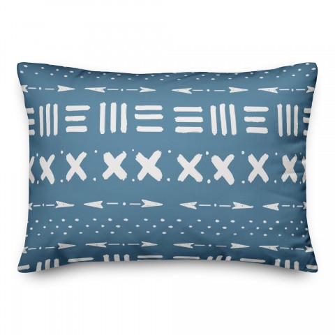 Cool Blue Tribal Pattern 14x20 Indoor / Outdoor Pillow