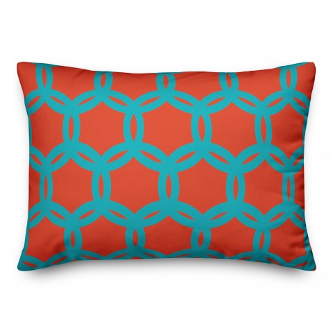 Orange and Teal Geo Pattern 14x20 Indoor / Outdoor Pillow