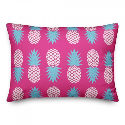 Pink and Blue Pineapples 14x20 Indoor / Outdoor Pillow