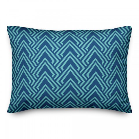 Teal and Blue Diamond Pattern 14x20 Indoor / Outdoor Pillow