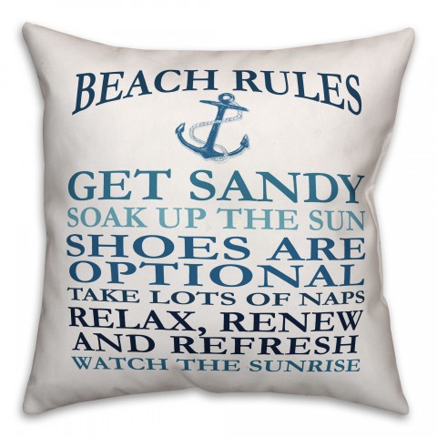 Beach Rules 18x18 Indoor / Outdoor Pillow