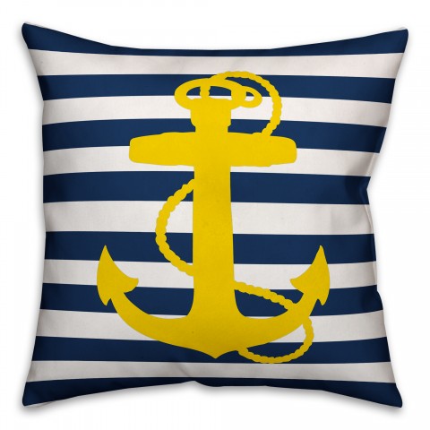 Yellow Anchor 18x18 Indoor / Outdoor Pillow