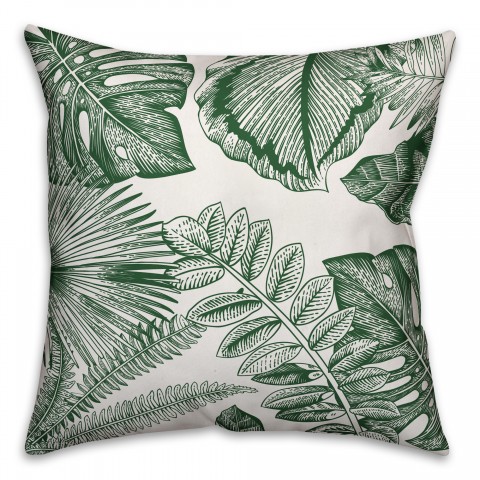 Green Palm Fronds 18x18 Indoor / Outdoor Pillow