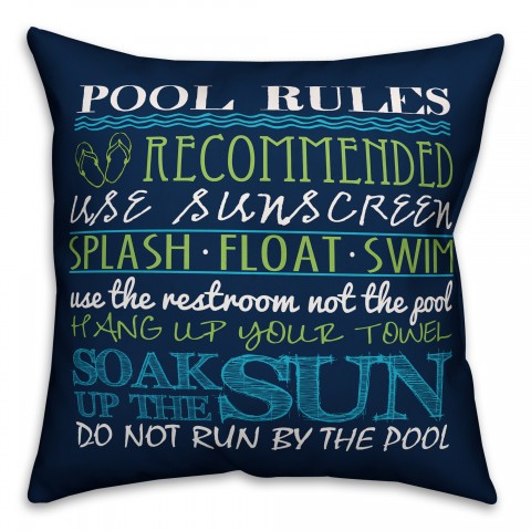 Pool Rules 18x18 Indoor / Outdoor Pillow