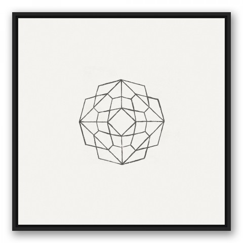 Geometric Sketch 30x30 Black Floating Framed Canvas