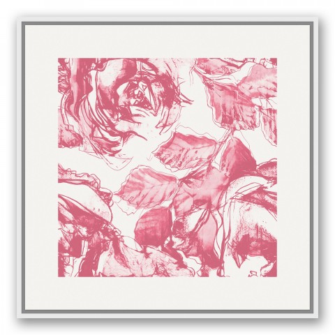 Pink Florals 30x30 White Floating Framed Canvas