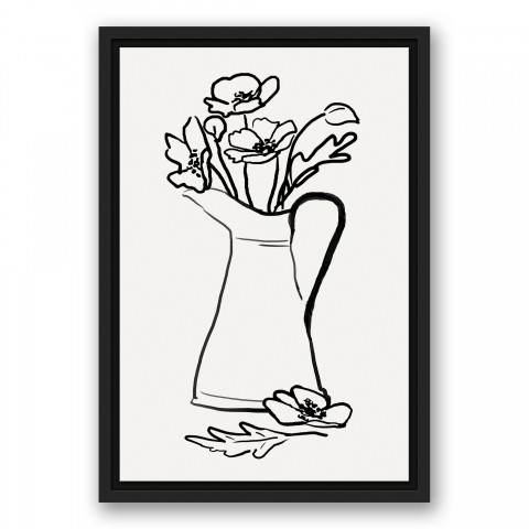 Vase Full of Poppies 12x18 Black Floating Framed Canvas