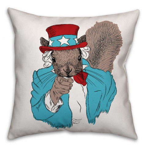 Star Spangled Squirrel 18x18 Spun Poly Pillow