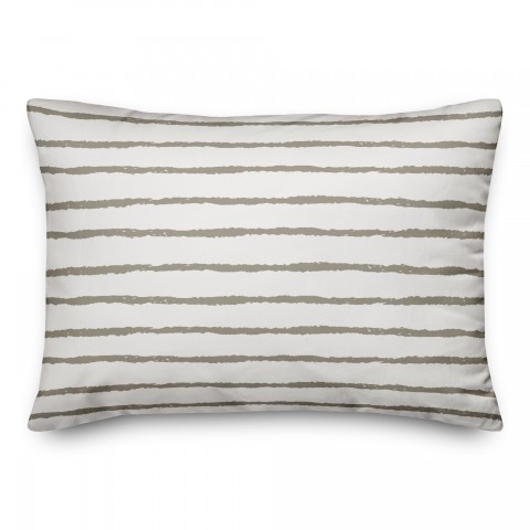 Taupe Sketch Stripes 14x20 Spun Poly Pillow