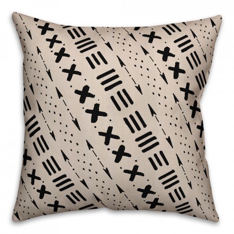 Beige Tribal Pattern 18x18 Spun Poly Pillow