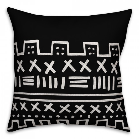 Black and White Tribal 18x18 Spun Poly Pillow